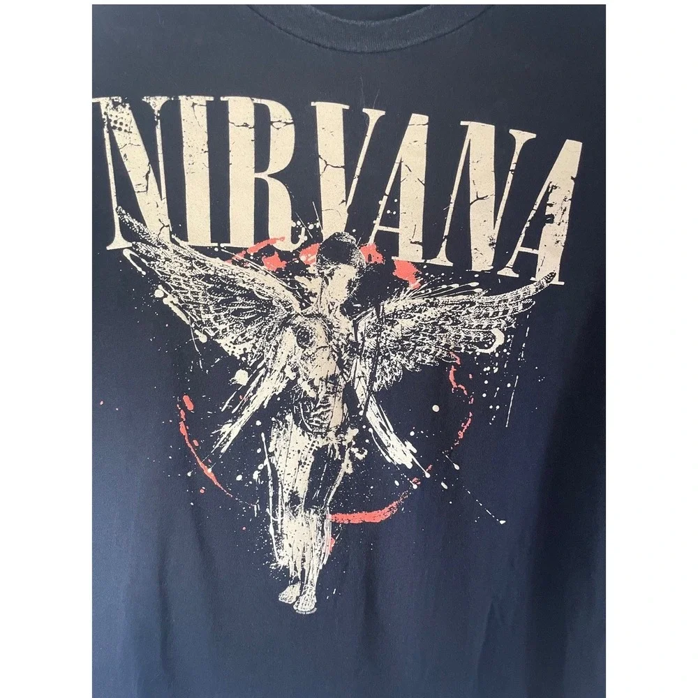 Nirvana In Utero Angel Graphic T-Shirt Black‎ Grunge Rock Band Tee Mens Large